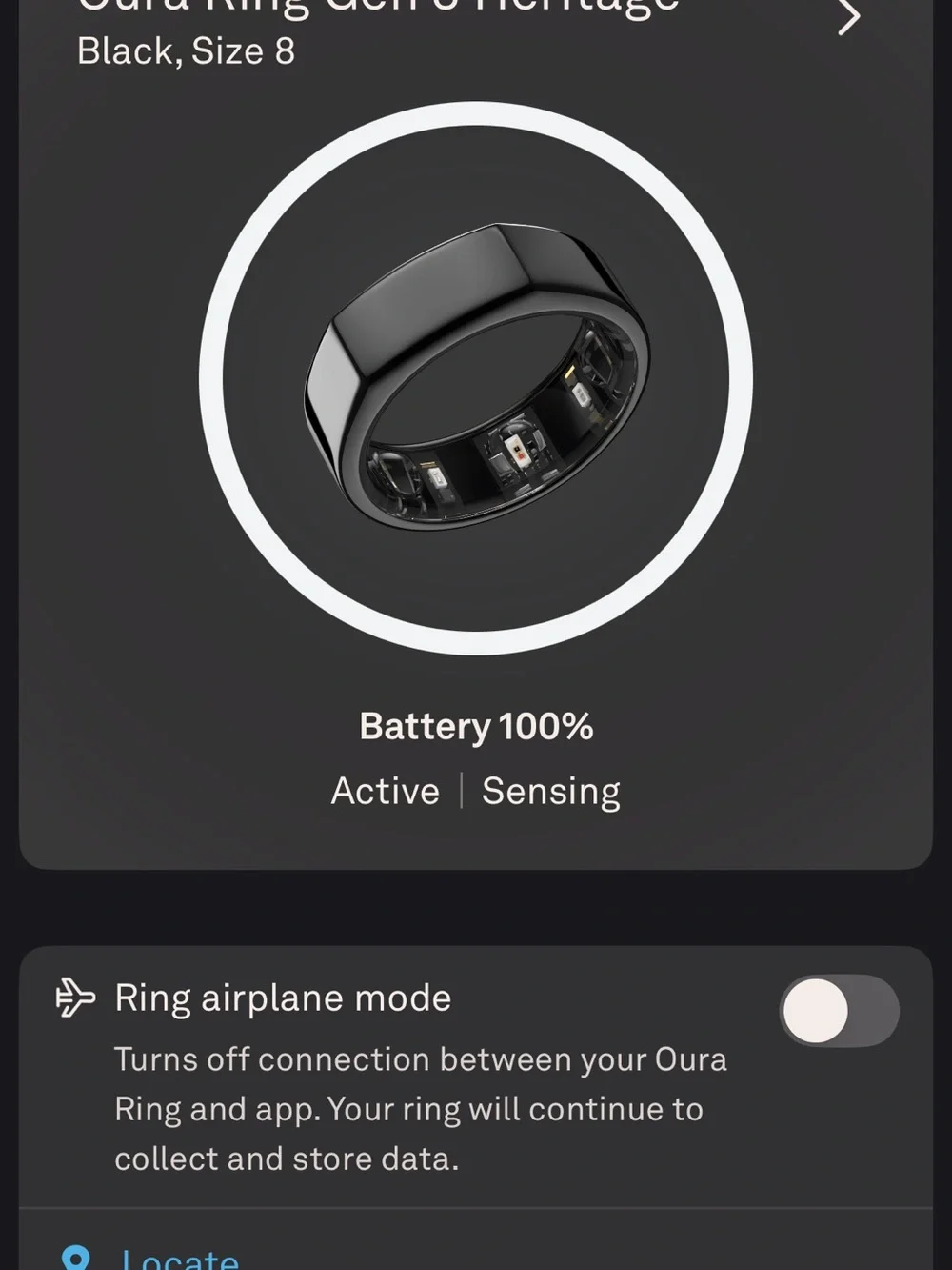 Oura Ring Gen 3 - size 8, black